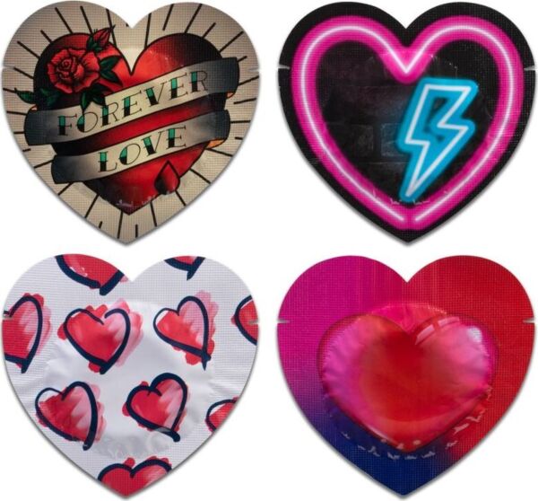 Preservativi Pasante Red Heart Shape 144, rossi e in bustine a forma di cuore