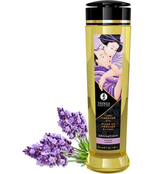 Olio da massaggio Shunga Erotic Massage Oil da 240 ml nel suo flacone trasparente
