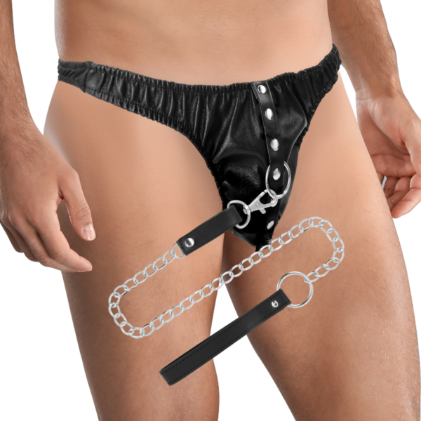 Perizoma Darkness Submission Thong with Metal Chain con catena metallica e anelli a D