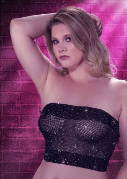 Top bandeau nero Radiance Plus Size di CalExotics, con strass