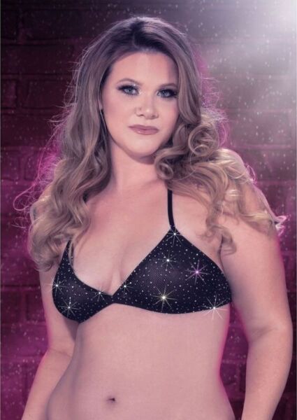 Top bikini a triangolo CalExotics Radiance per taglie forti, con laccetti al collo e dettagli con strass