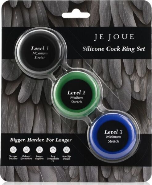 Set di anelli in silicone Je Joue con i tre anelli: blu, verde e nero