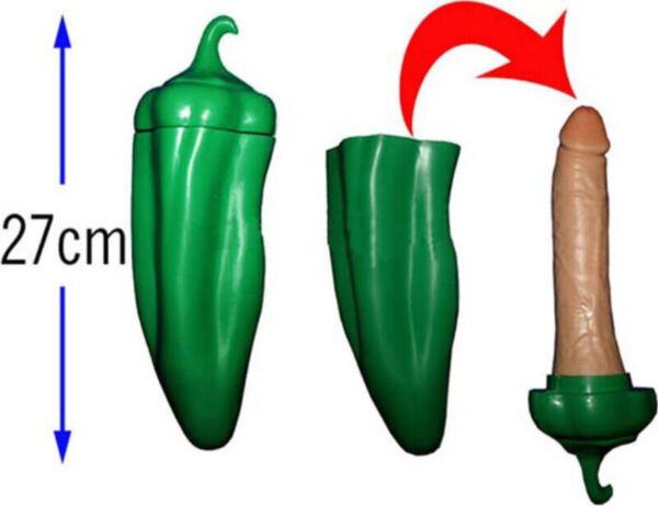 Diablo Picante Penis Green Pepper, peperone verde in plastica con sorpresa a forma di pene
