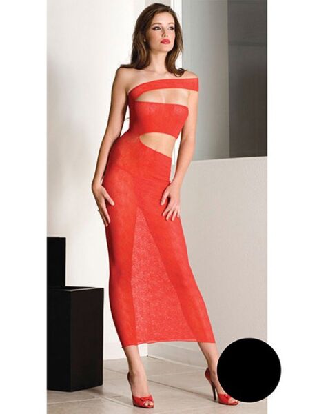 Vestito lungo Music Legs nero con scollatura