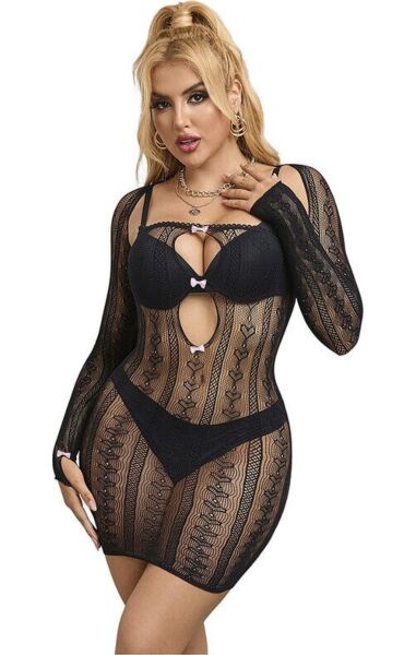 Vestito a rete Subblime con maniche lunghe e taglio corto