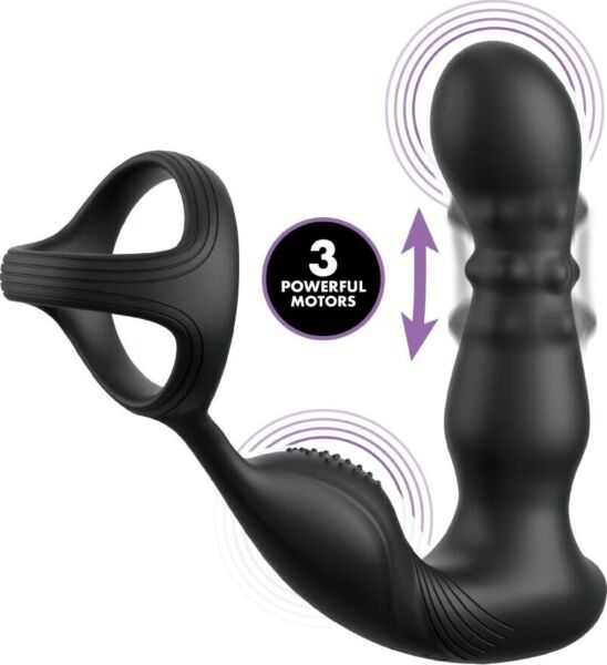 Vibratore anale nero Fantasy Elite Ass-Gasm Taint-alizer con zona di palline rotanti per il perineo