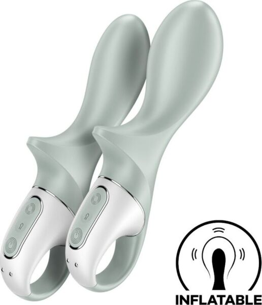 Vibratore anale gonfiabile Satisfyer Air Pump Booty 3 di colore verde, con il suo anello di presa