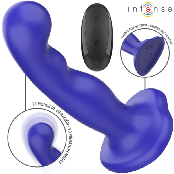 Vibratore Intense Shorty blu con rilievo a coppette e ventosa alla base