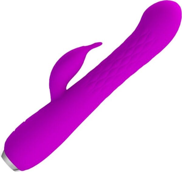 Vibratore rabbit Pretty Love BI-014692 viola, con asta scanalata e braccio a forma di coniglietto
