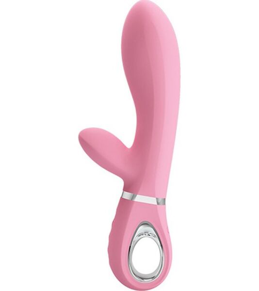 Vibratore rabbit Pretty Love Thomas rosa cipria, con l'asta curva e il braccio per il clitoride