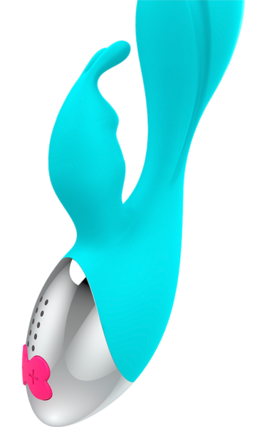 Vibratore rabbit Happy Loky Miki turchese e argentato