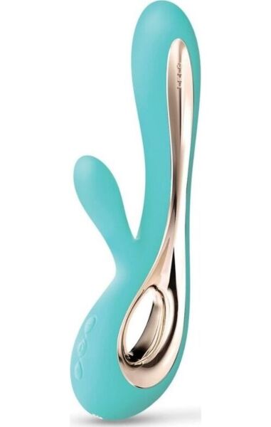 Vibratore rabbit LELO Soraya 2 con la sua punta inseribile e lo stimolatore esterno