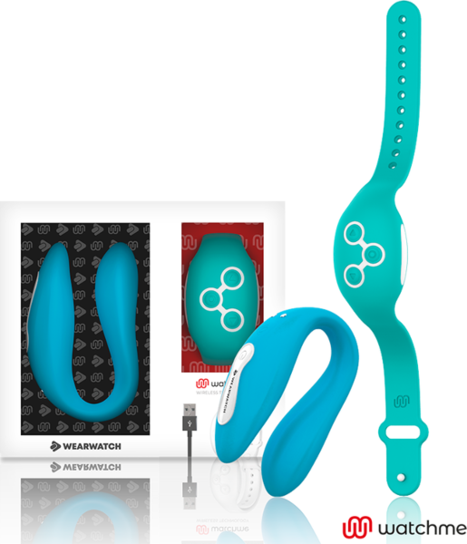 Vibratore per coppie Wearwatch WatchMe Dual a forma di U, con il suo orologio WatchMe
