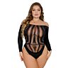 Bodysuit Lace Plus Size con maniche lunghe e schiena aperta