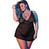 Lingerie BABY DOLL & G-SET BLACK L/XL in pizzo