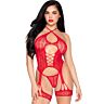 Set Body Aperto Leg Avenue Rosso con Liguero