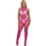Bodystocking SUBBLIME con collo alto e pizzo rosa