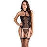 Completo Bustier Floral S Pleasures con reggicalze e perizoma