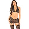 Conjunto Lingerie Leg Avenue - Top, Gonna e Ligueros