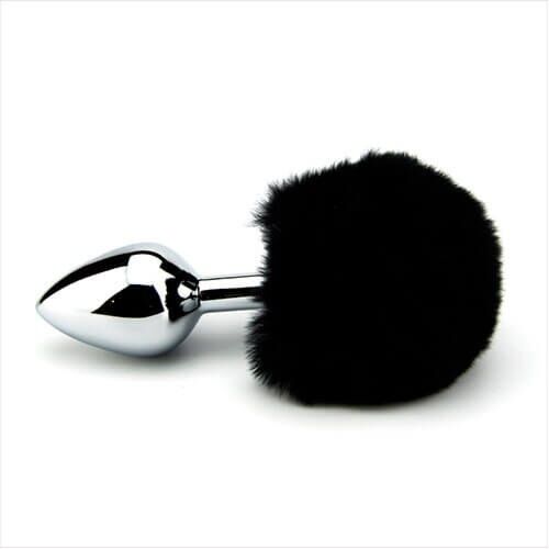 Butt Plug Furry Fantasy Bunny Tail con coda in peluche Negro