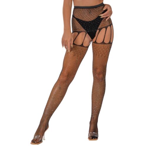 Calze Tatuate Lace Rhinestone con Strass