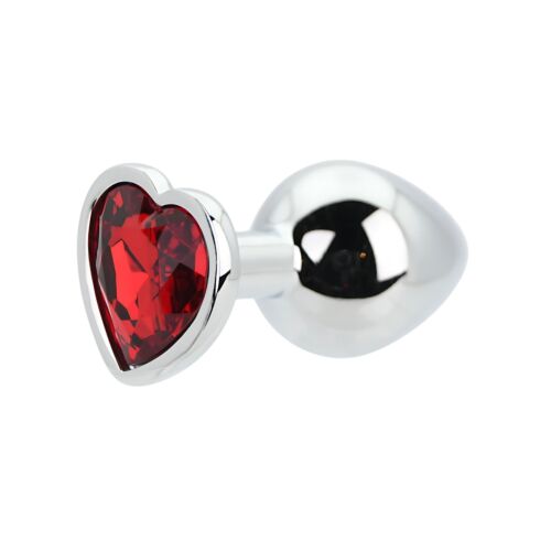 Butt Plug Toosh Heart Shaped Silver con pietra rossa