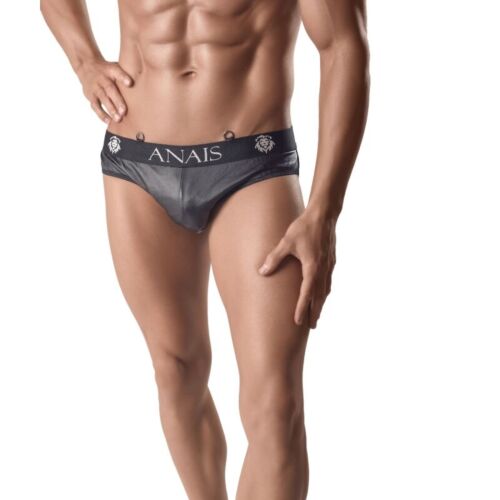 Slip ANAIS MEN ARES in pelle nera con elasticità