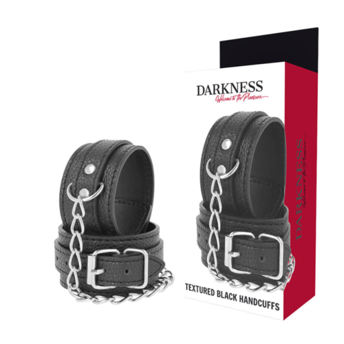Manette Darkness Bondage in pelle strutturata nera