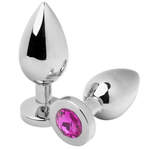 Plug Anal METAL HARD Diamond Rosa Medium 7.62cm in Acciaio
