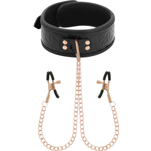 Collare e pinze BEGME Black Edition con catene da bondage
