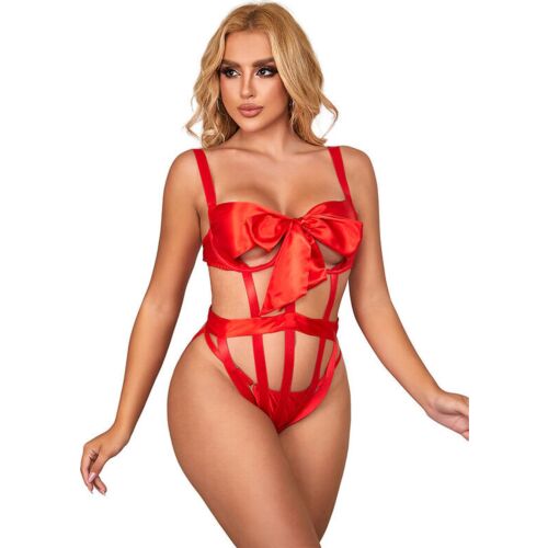 Body sexy SUBBLIME traforato con fiocco rosso L/XL
