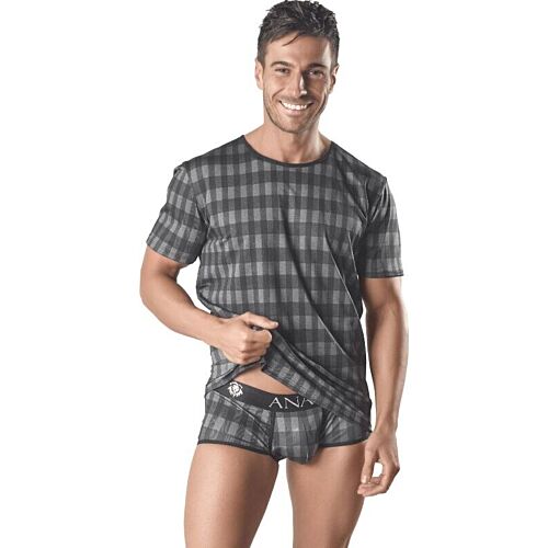 Camiseta ANAIS MEN AEGIS con stampa a quadri grigi