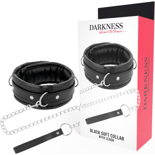 Collare Bondage DARKNESS con Catena in Pelle Morbida