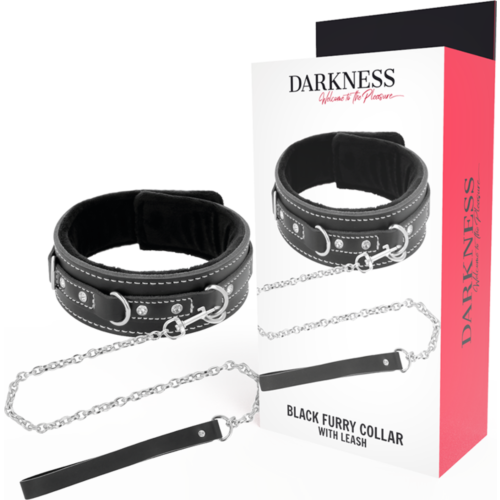 Collare in pelle DARKNESS con guinzaglio per bondage