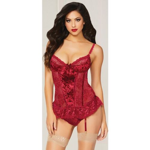 Set di lingerie 2PC BUSTIER SET WINE M con tanga coordinato
