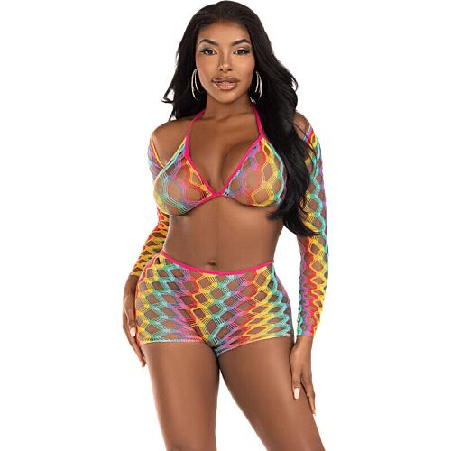 Conjunto di lingerie sexy Leg Avenue Set Tre Pezzi Multicolore