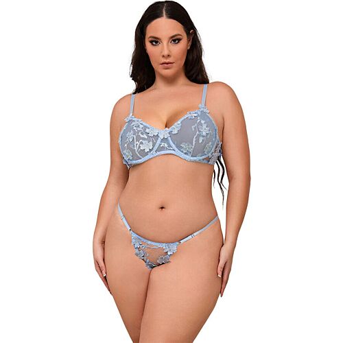 Conjunto lingerie SUBBLIME Blue Sexy Floral Mesh L/XL