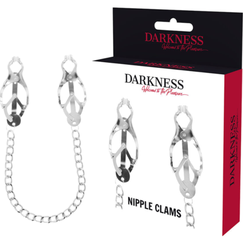 Pinze per capezzoli DARKNESS con catena e presa regolabile