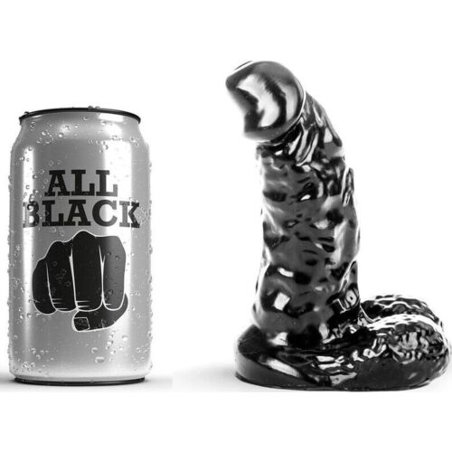 Dildo All Black 13 cm con caña acanalata