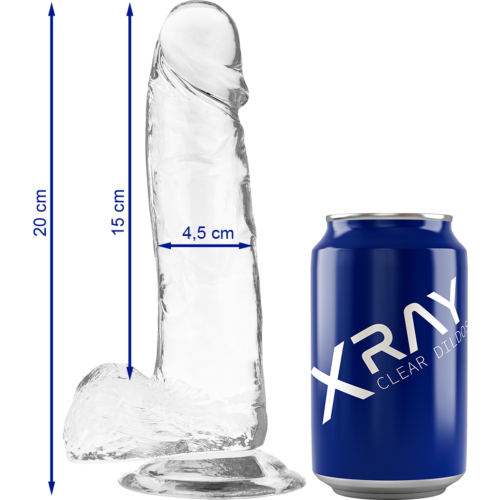 Dildo X RAY Clear 20 cm con ventosa e materiale Jelly