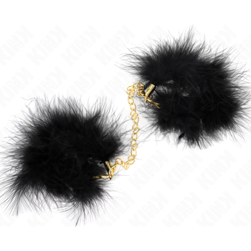 Manette KINK con piume e catena dorata