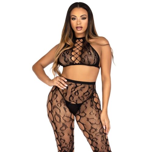 Top e collant Leg Avenue 89372 con apertura nella parte intima
