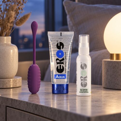 Kit ovetto vibrante con app per coppie a distanza – scena d'atmosfera (immagine generata con IA)