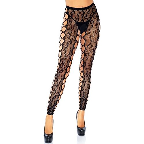 Collant senza piedi Leg Avenue con pizzo leopardato