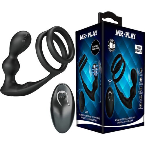 Anello per pene MR PLAY con plug anal e vibrazione controllata