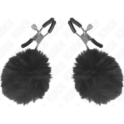 Pinze per Capezzoli KINK con Pompon Nero 6 cm