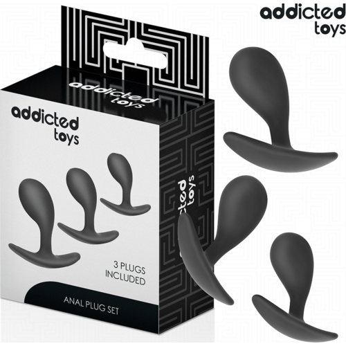 Set di 3 Plugs Anali Addicted Toys per ogni livello.