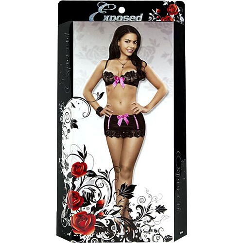 Lencería Exposed Sequin Lace Bra e Skirt Eleganza e sensualità