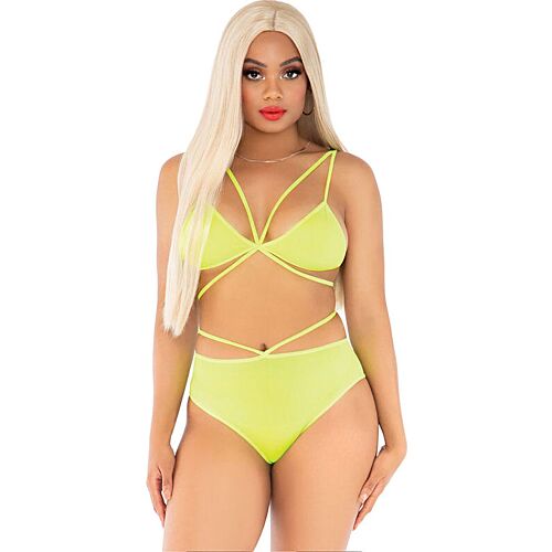 Top e Bragas Leg Avenue con tiranti gialli