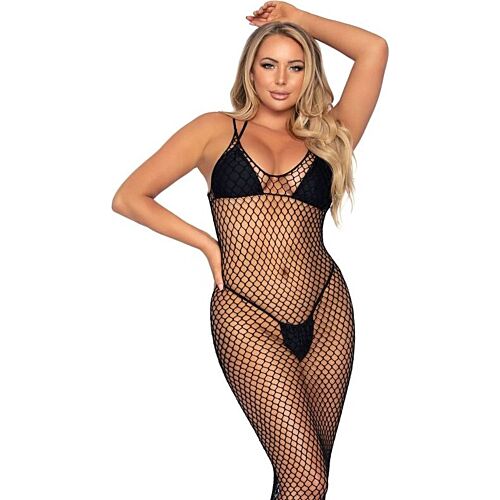 Maxi vestito in rete Leg Avenue con schiena scoperta